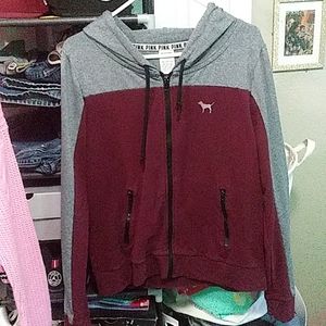 Pink burgandy full zip sweater
